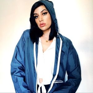 Vintage Teal Windbreaker Track Jacket Hoodie 🧵